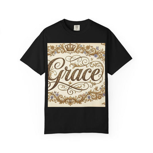 Grace Script Tee — Elegant Ornate Floral Crown T-Shirt