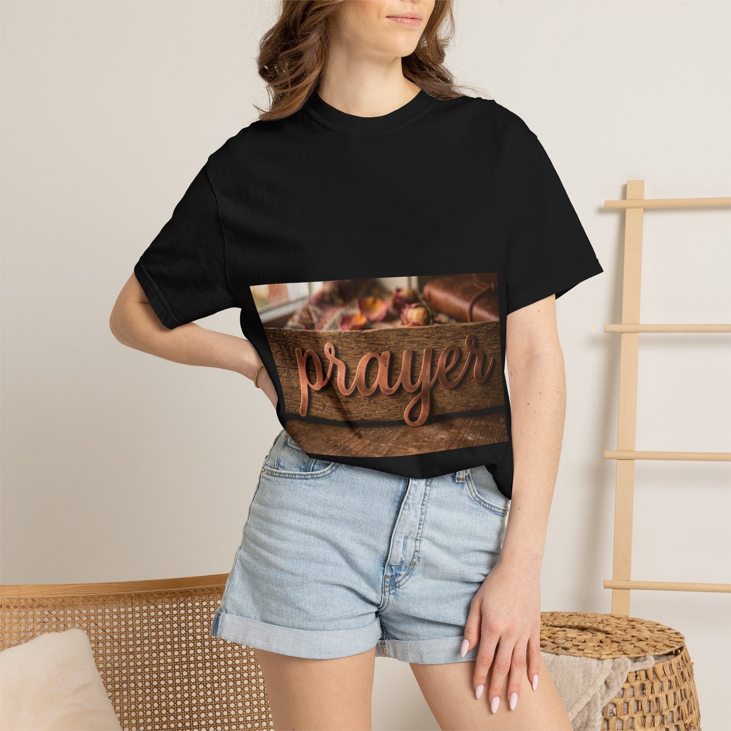Prayer Wood Script T-Shirt — Faith-Inspired Christian Tee