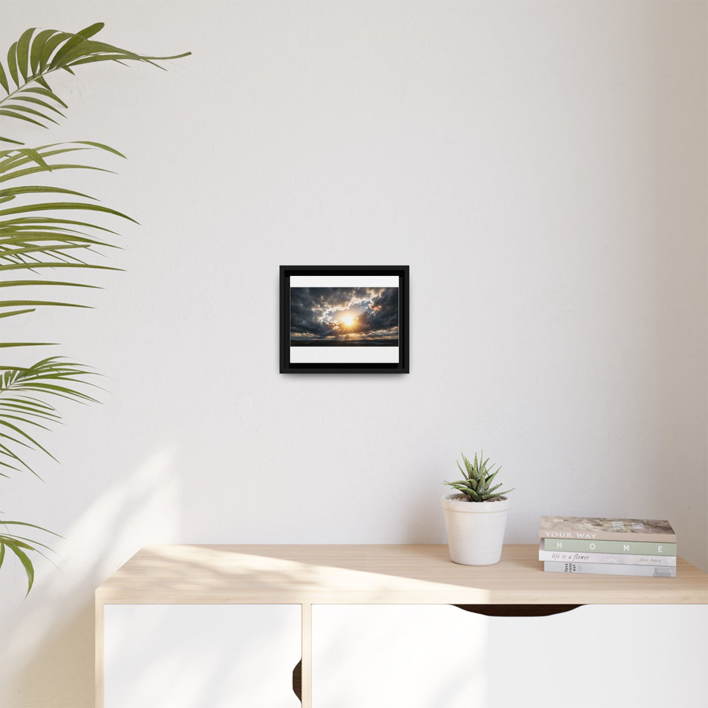 Sunburst Sky Matte Canvas Framed Wall Art — Dramatic Cloudscape Landscape Print
