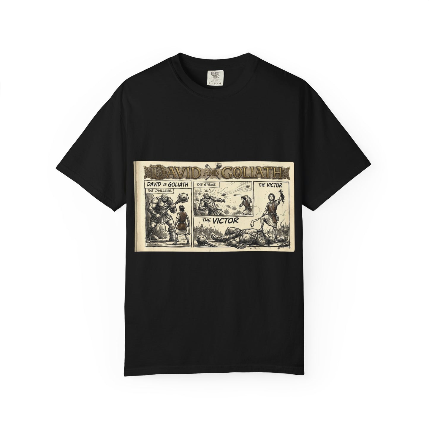 David vs Goliath Vintage Comic T-Shirt — 'The Victor' Graphic Tee