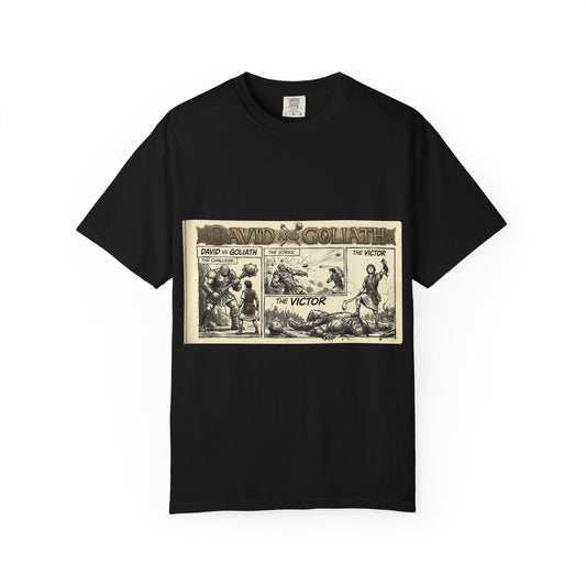 David vs Goliath Vintage Comic T-Shirt — 'The Victor' Graphic Tee