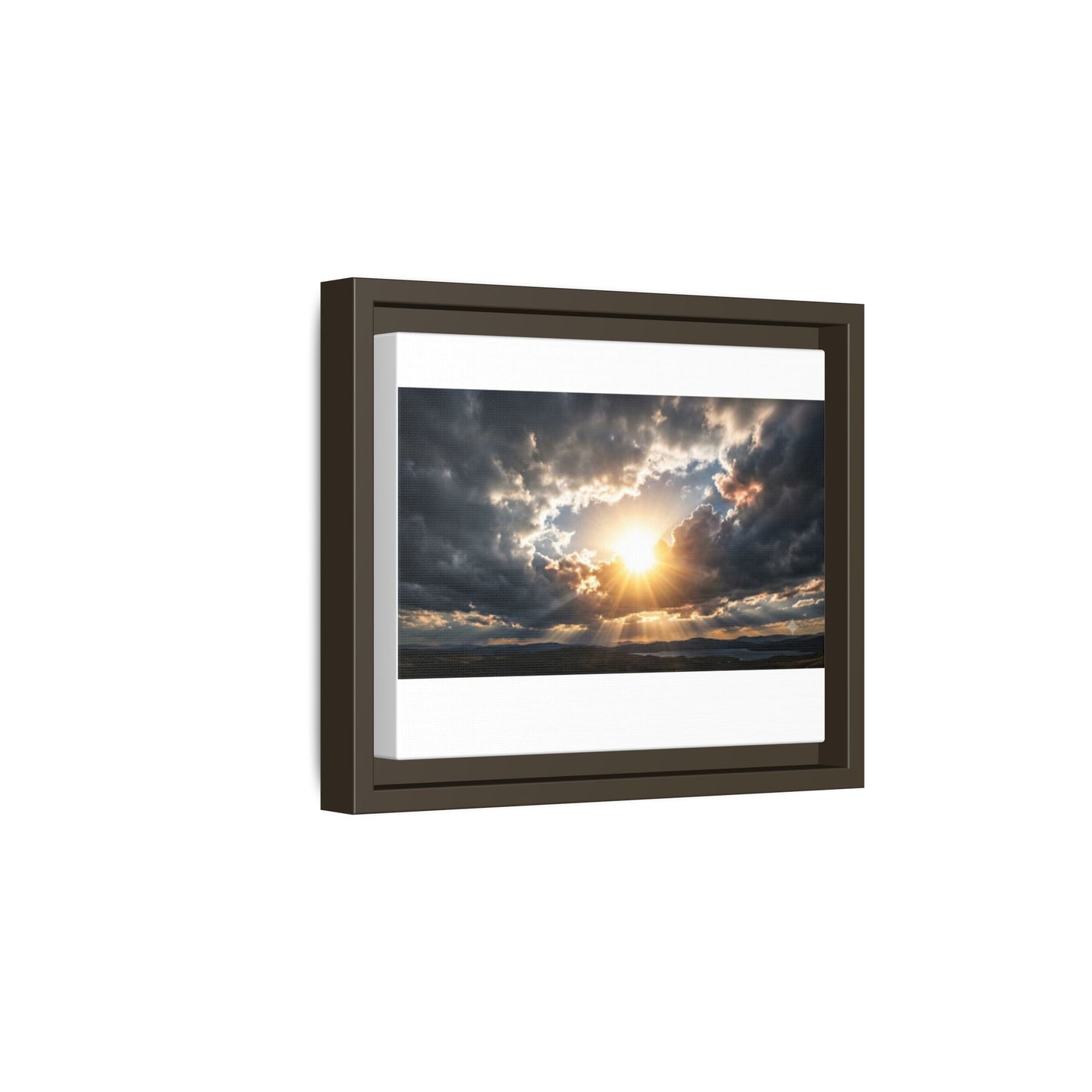 Sunburst Sky Matte Canvas Framed Wall Art — Dramatic Cloudscape Landscape Print