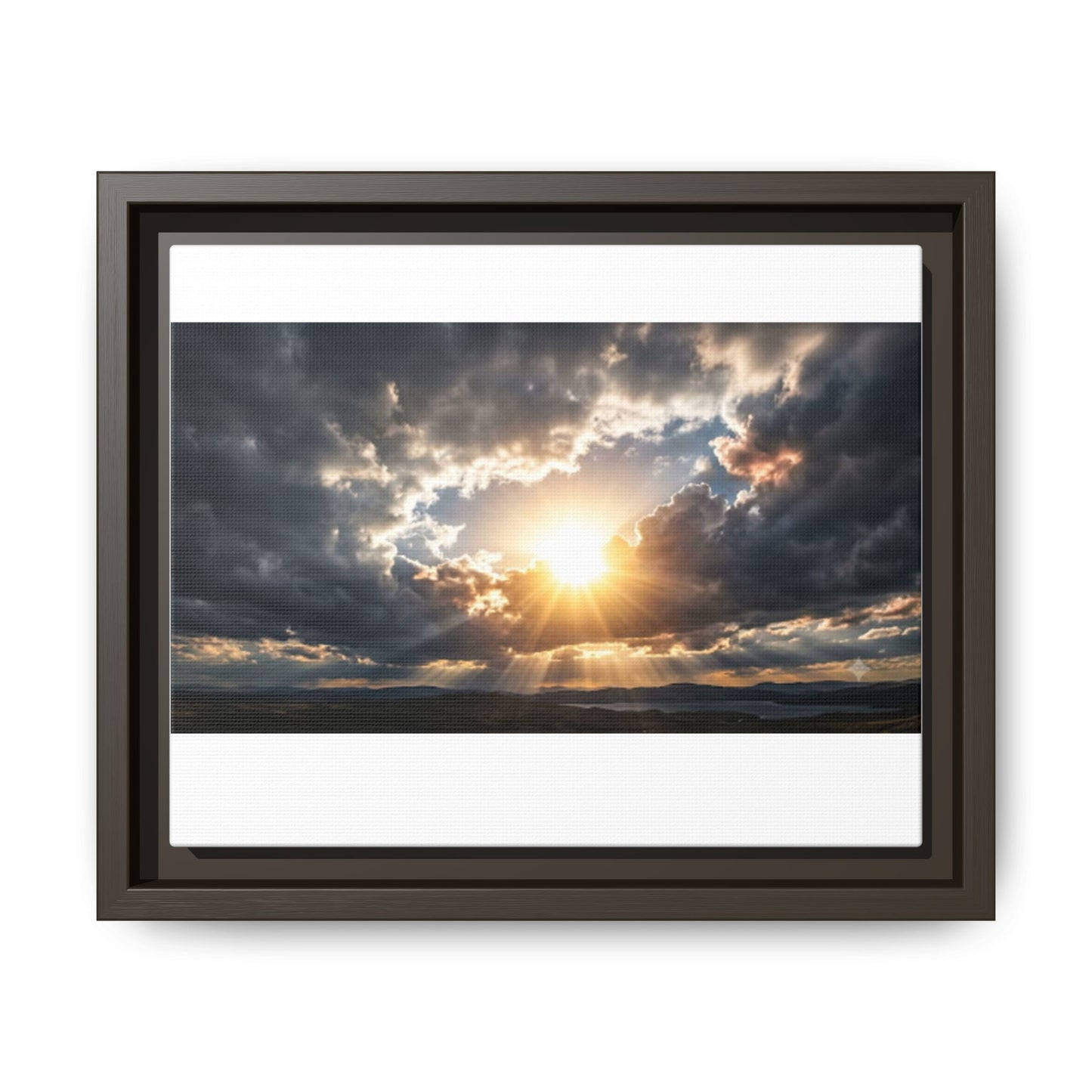 Sunburst Sky Matte Canvas Framed Wall Art — Dramatic Cloudscape Landscape Print