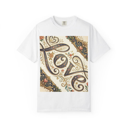 Love Paisley T-Shirt — Vintage Floral Calligraphy Tee