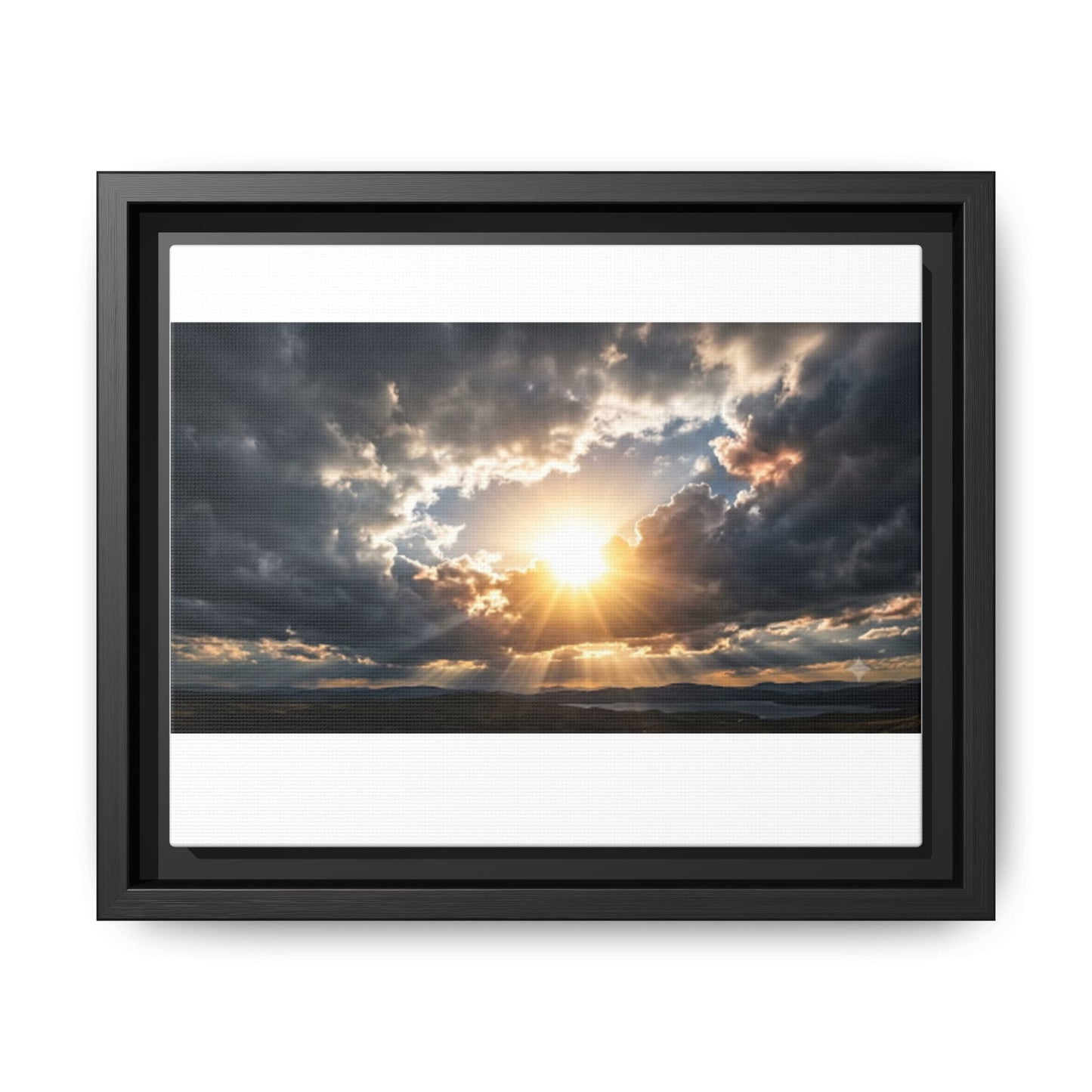 Sunburst Sky Matte Canvas Framed Wall Art — Dramatic Cloudscape Landscape Print