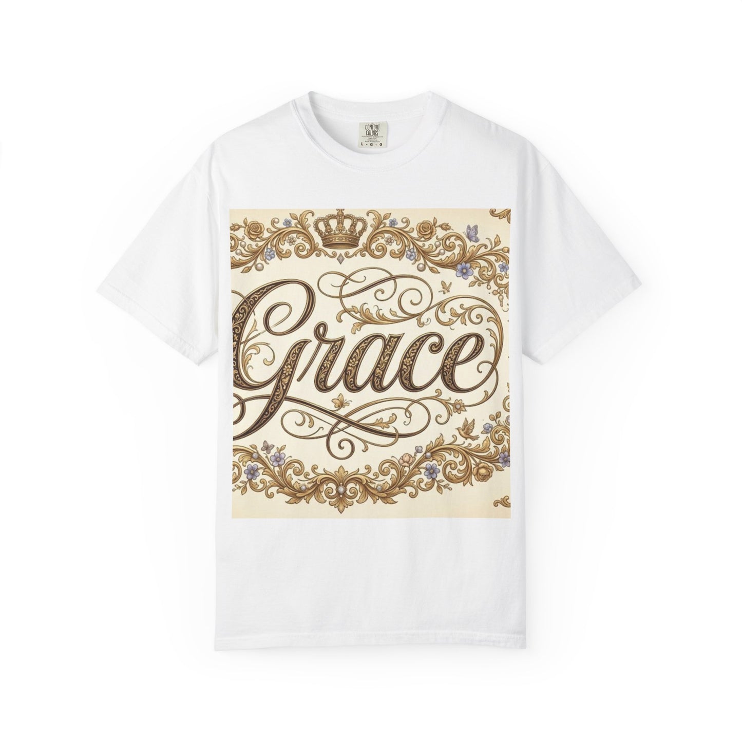 Grace Script Tee — Elegant Ornate Floral Crown T-Shirt