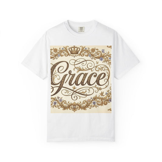Grace Script Tee — Elegant Ornate Floral Crown T-Shirt