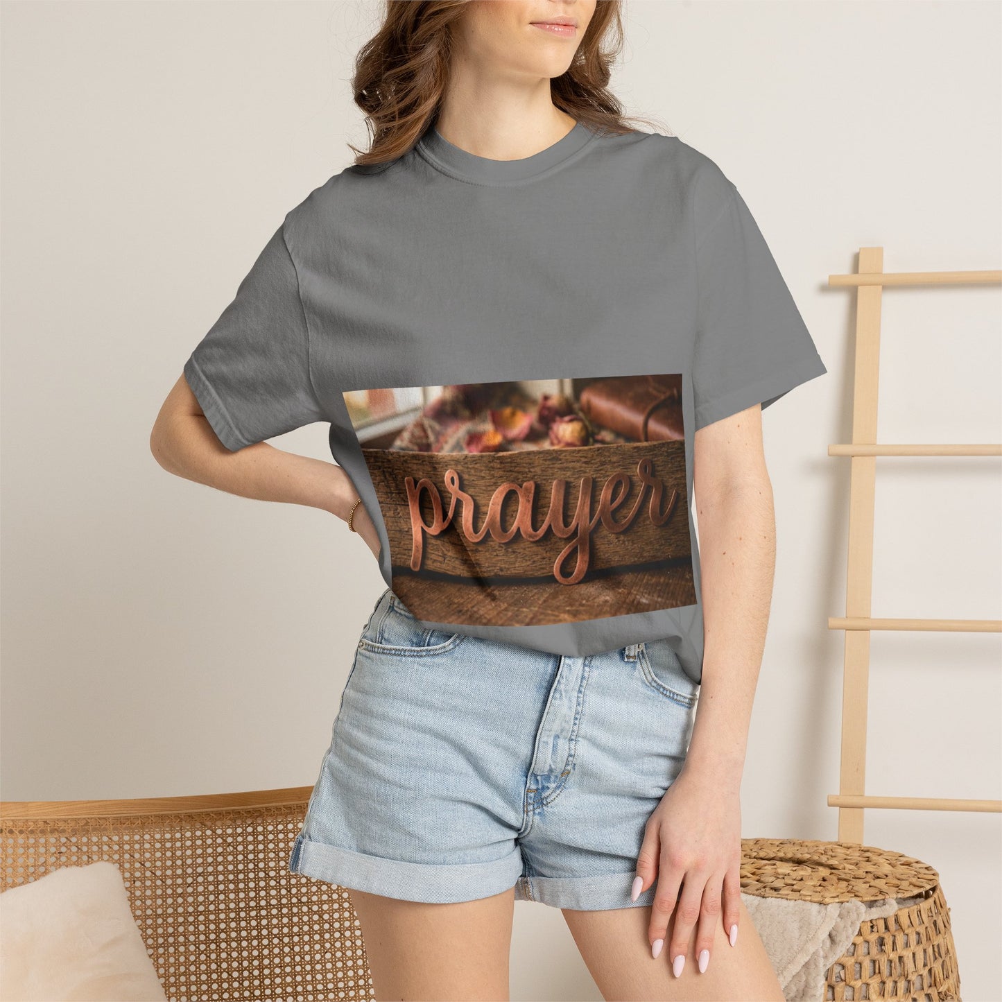 Prayer Wood Script T-Shirt — Faith-Inspired Christian Tee