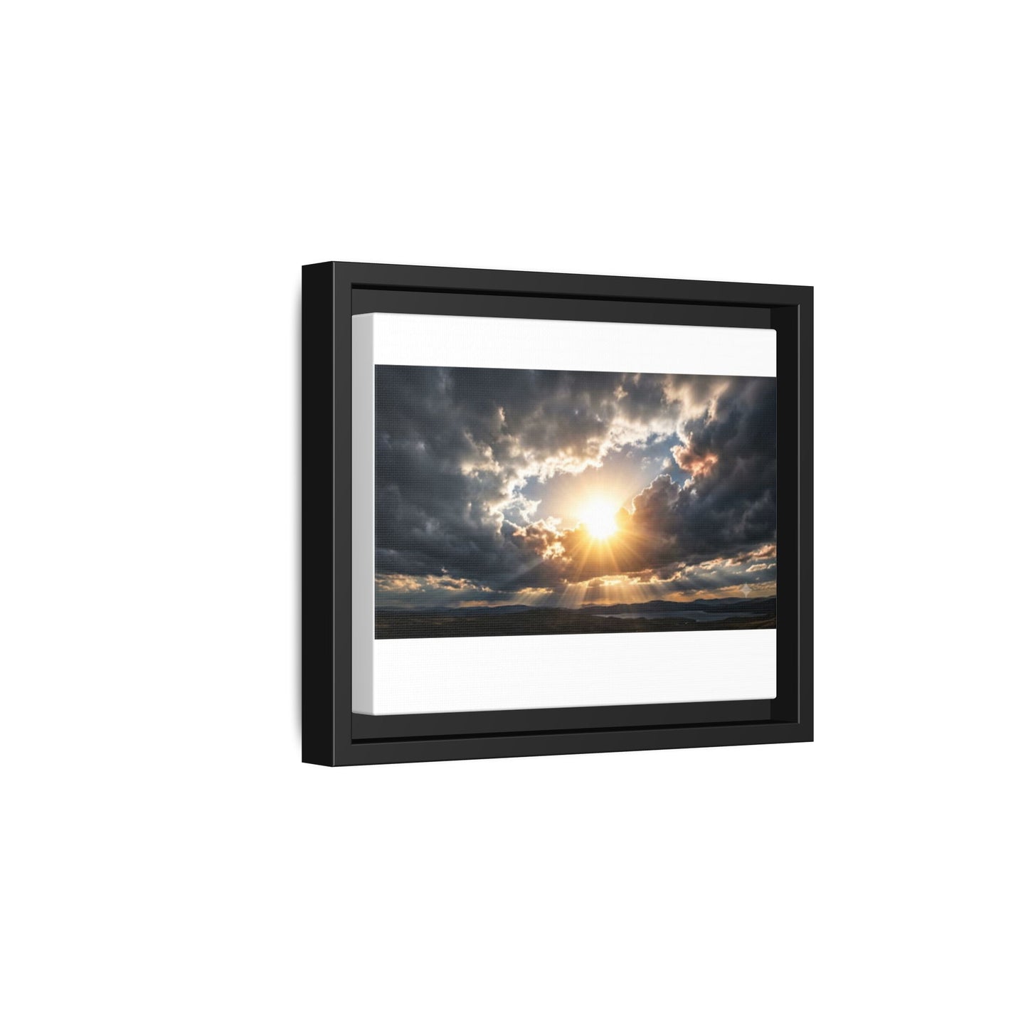 Sunburst Sky Matte Canvas Framed Wall Art — Dramatic Cloudscape Landscape Print