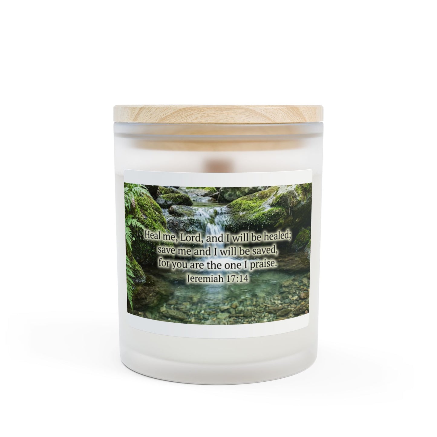 Inspirational Scripture Candle — Jeremiah 17:14 Frosted Glass 11oz