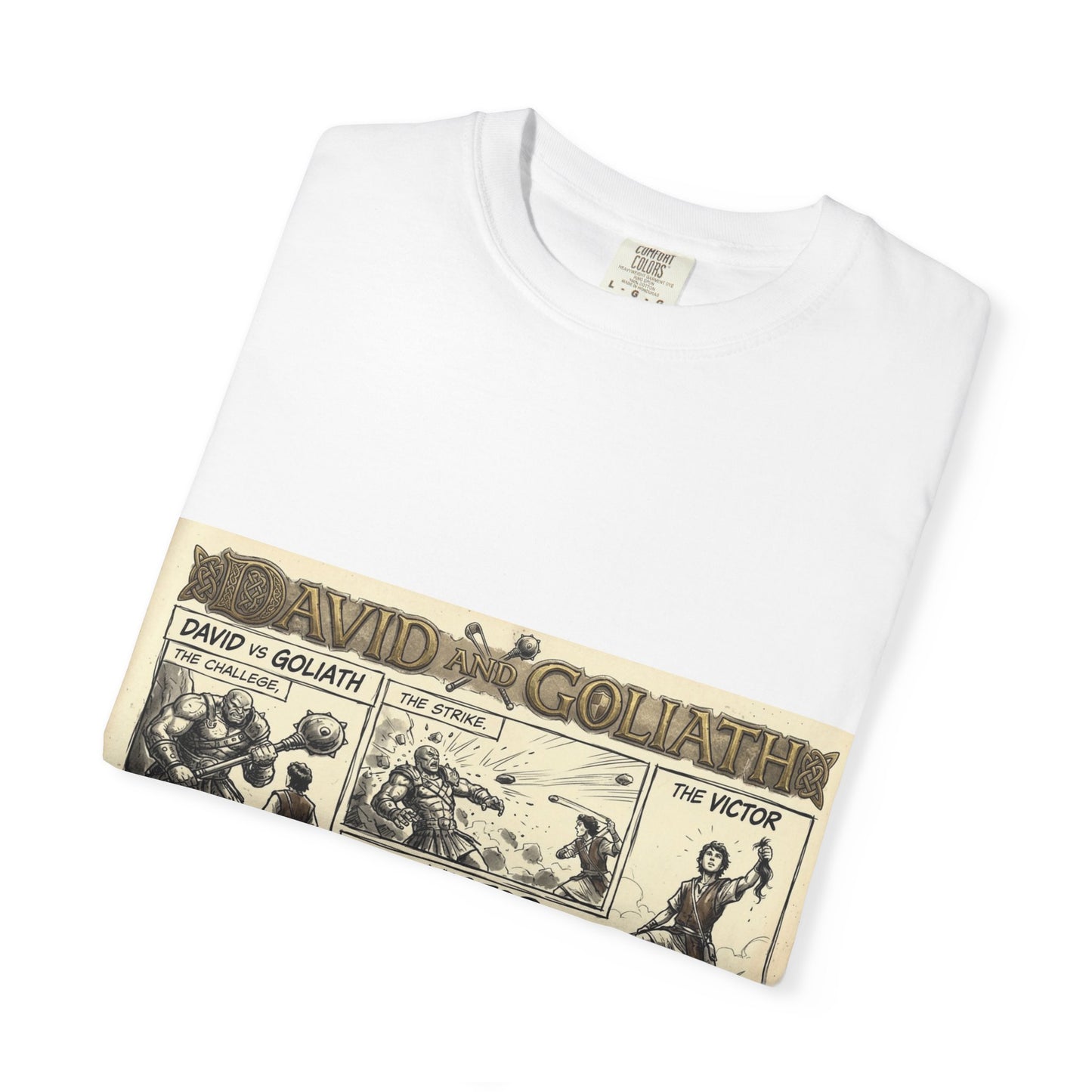 David vs Goliath Vintage Comic T-Shirt — 'The Victor' Graphic Tee