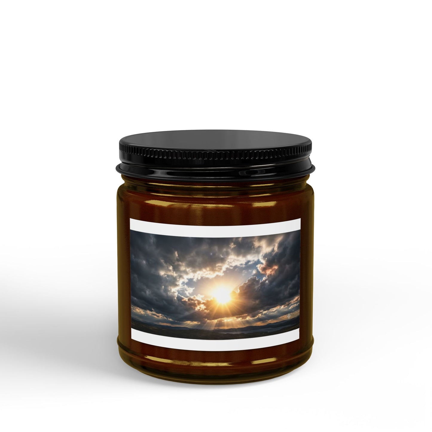 Sunrise Amber Soy Candle — Scented Jar Candle with Black Lid (4oz & 9oz)