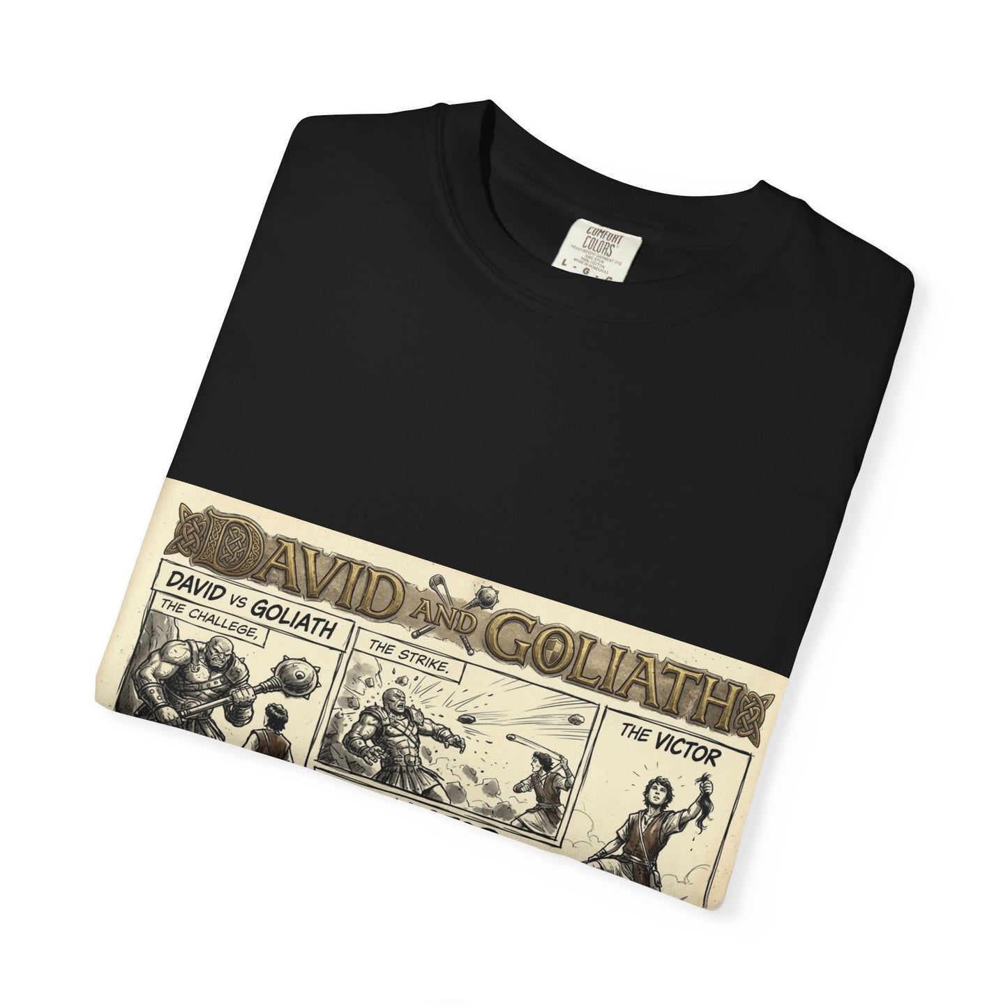 David vs Goliath Vintage Comic T-Shirt — 'The Victor' Graphic Tee
