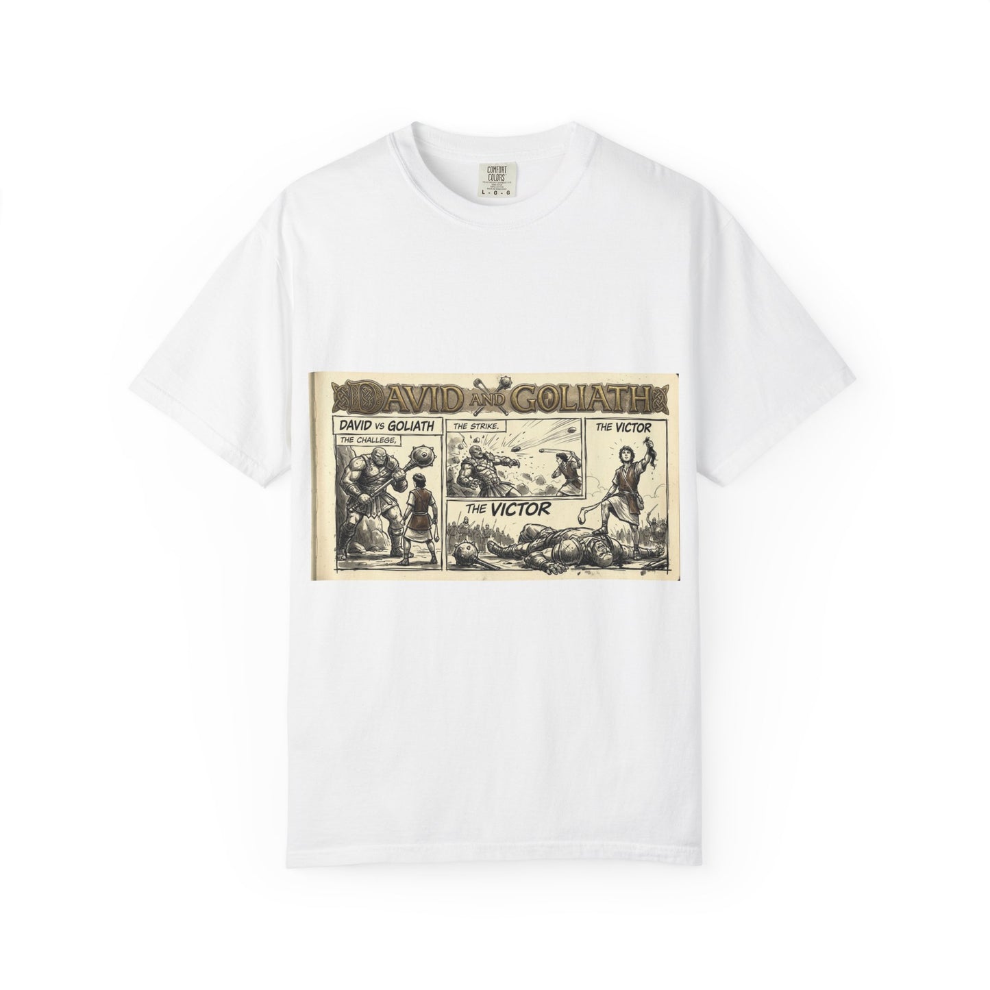 David vs Goliath Vintage Comic T-Shirt — 'The Victor' Graphic Tee