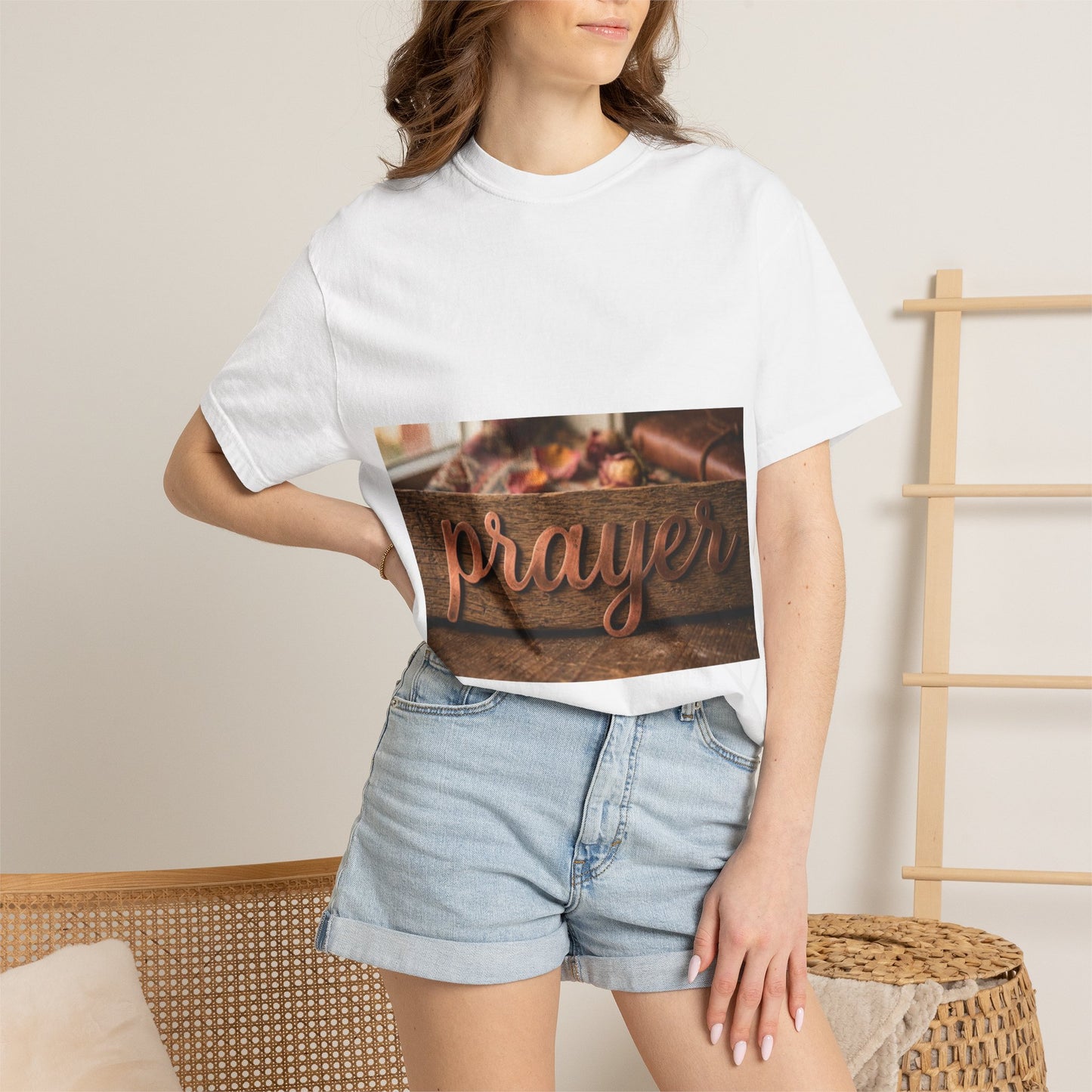 Prayer Wood Script T-Shirt — Faith-Inspired Christian Tee