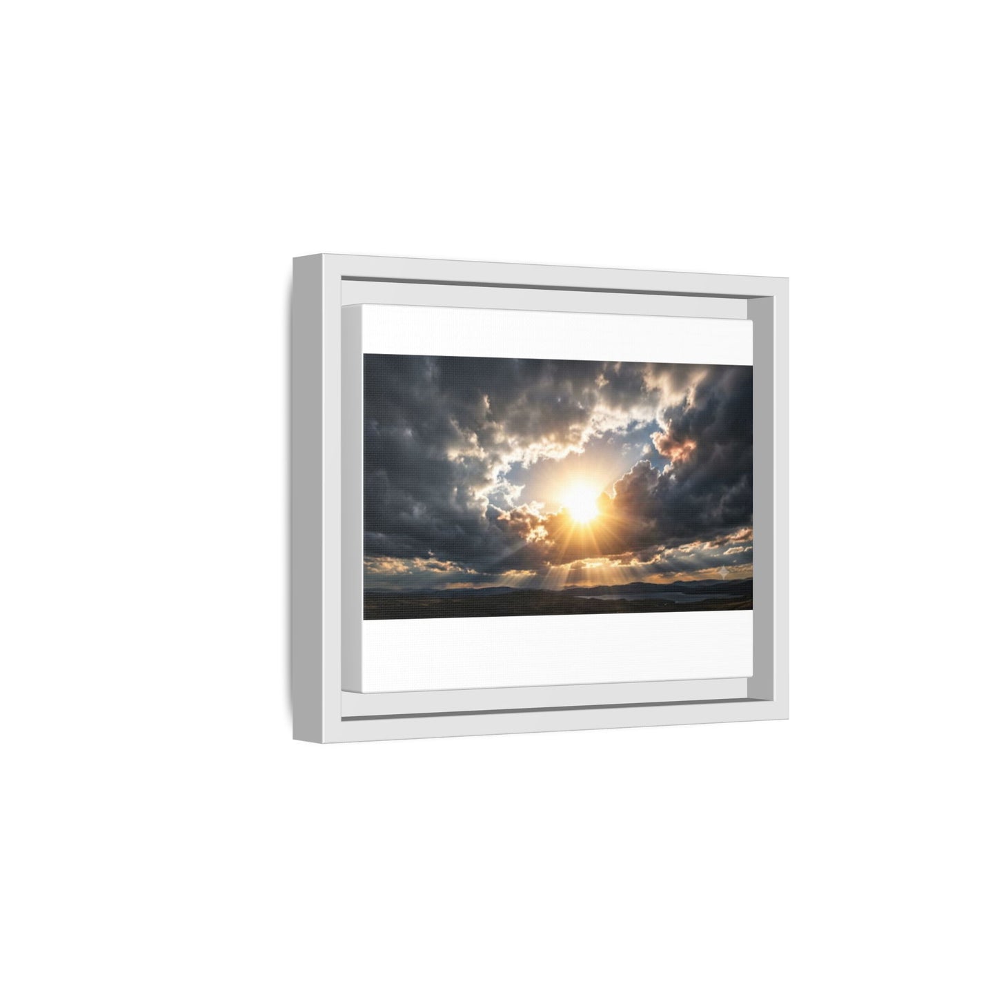 Sunburst Sky Matte Canvas Framed Wall Art — Dramatic Cloudscape Landscape Print