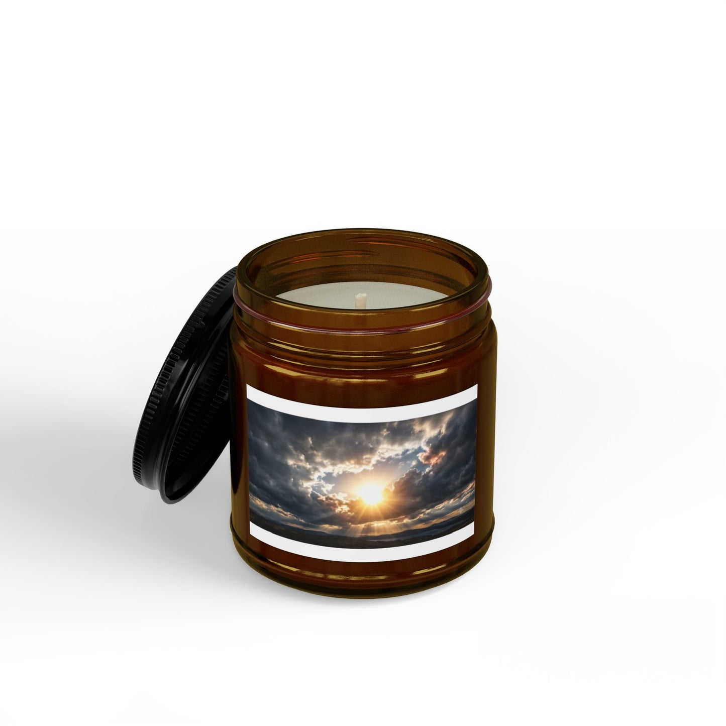 Sunrise Amber Soy Candle — Scented Jar Candle with Black Lid (4oz & 9oz)