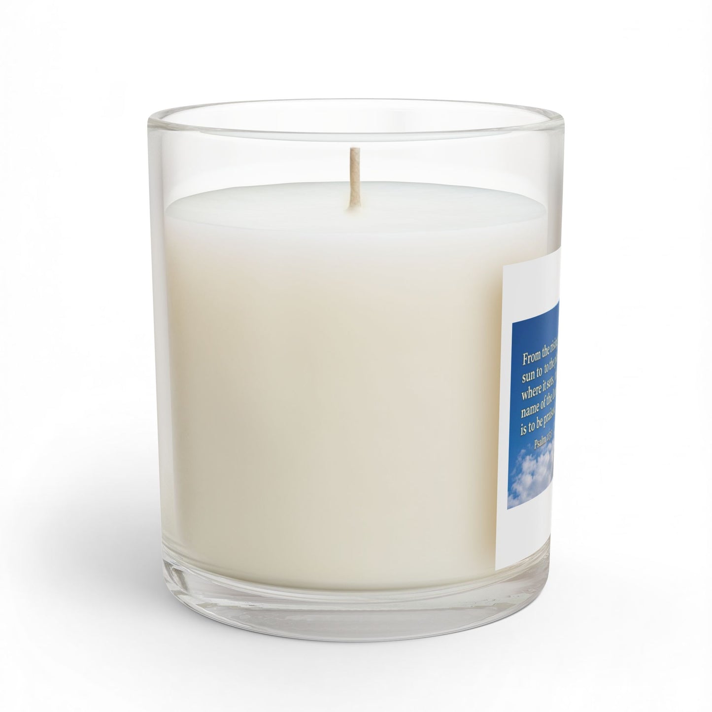 Inspirational Psalm Candle — 11oz Glass Candle with Church Steeple & Psalm 113:3 Label